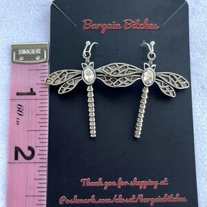 New dragonfly earrings drop dangle silver tone boho earrings cute